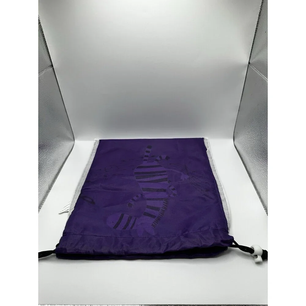 Purple Zebra Music Notes Drawstring Bag Kids Shoe Gym Bag Polyester
